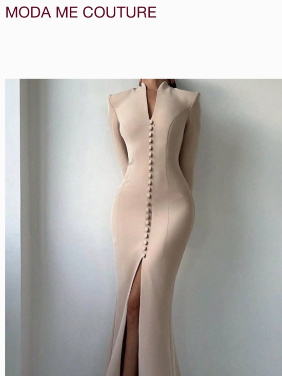 MODA ME COUTURE Dresses & Skirts - Khaki Elegant Women's Long Sleeve Formal Dress